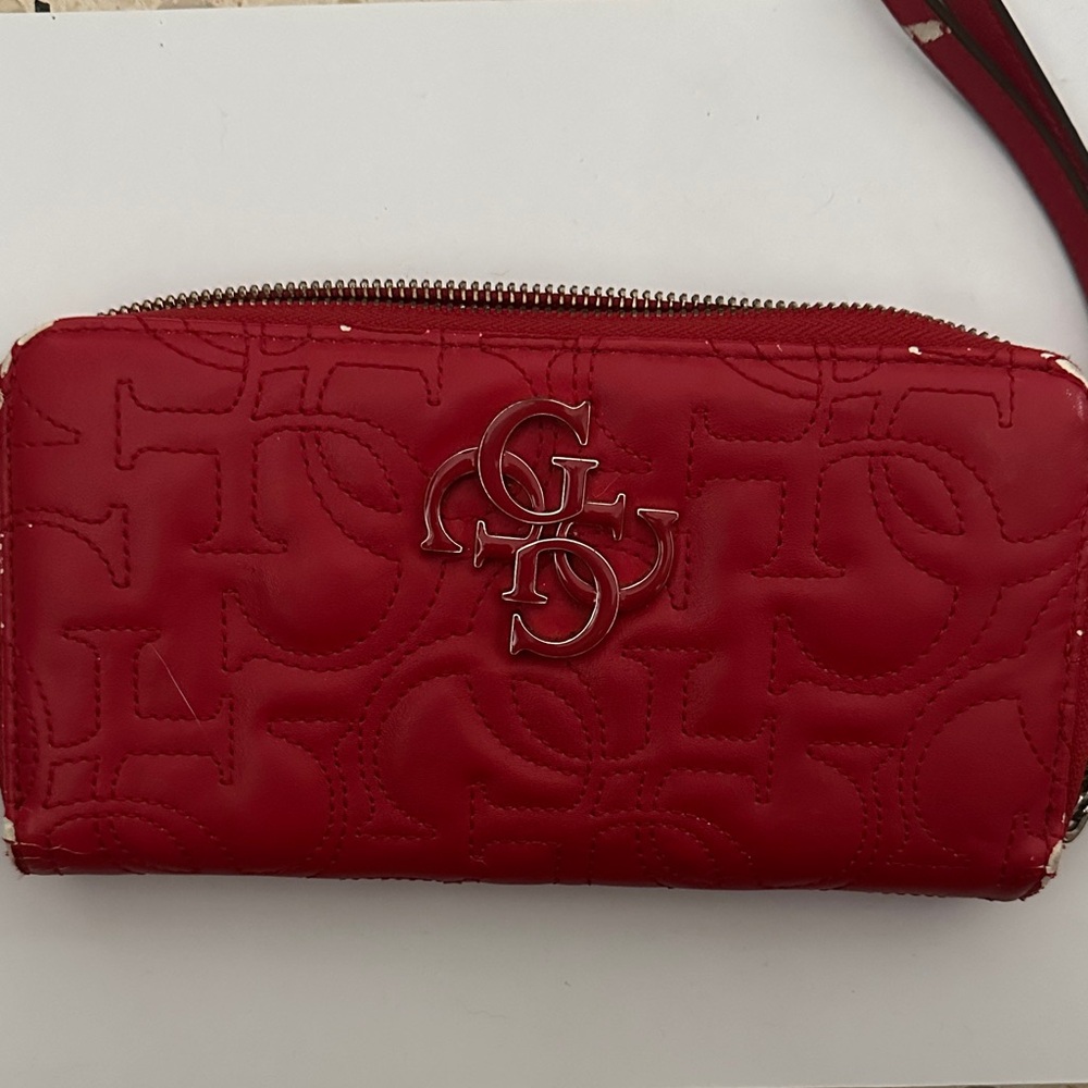 G by Guess Red Embossed Clutch